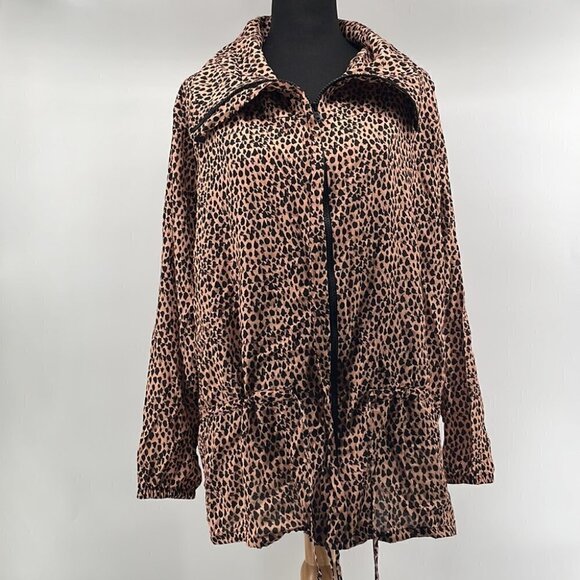 Malai swimwear jacket m cheeta zip up jacket cinch waist animal print sz m/l - Picture 6 of 12